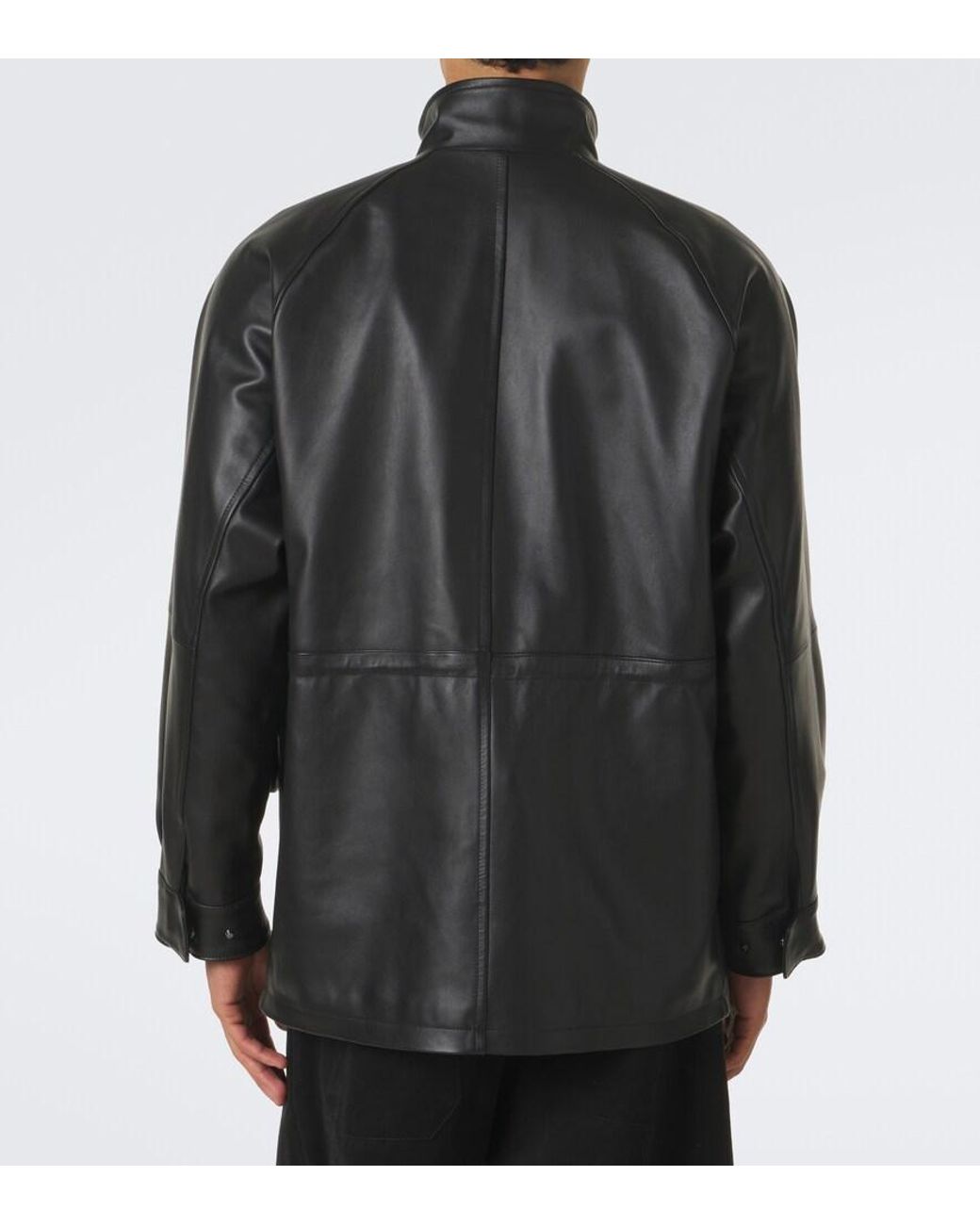STÒFFA Black Leather Jacket for men