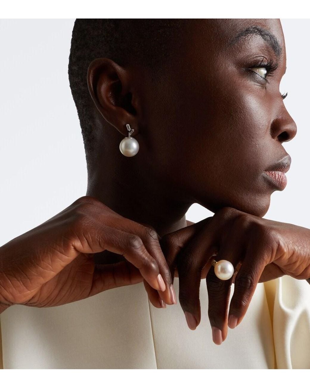 Suzanne Kalan White 18Kt Drop Earrings With Pearls And Diamonds