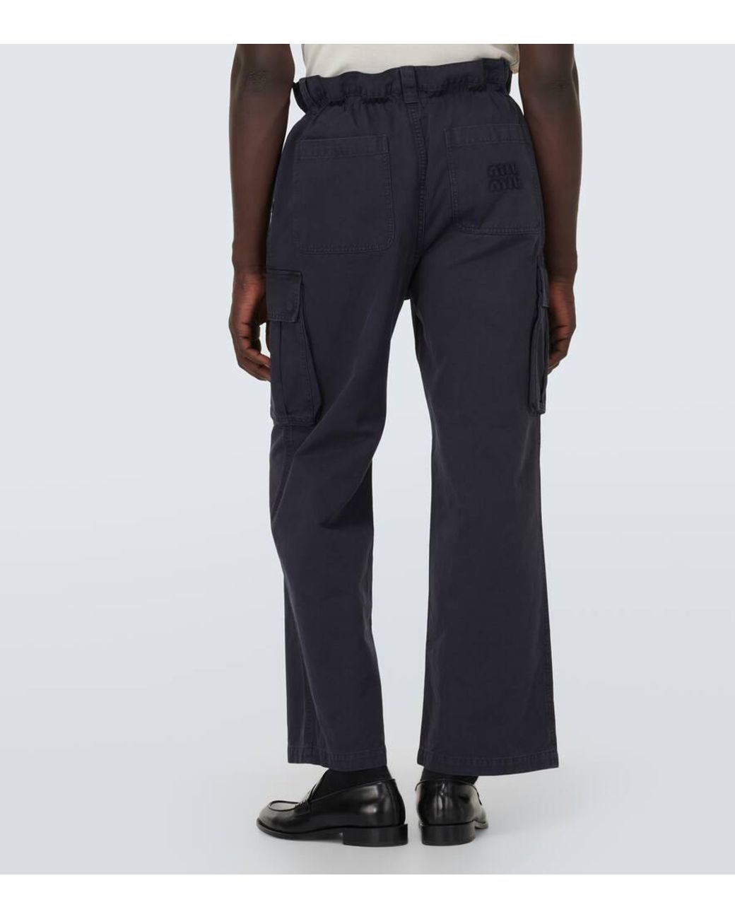 Miu Miu Cotton Gabardine Cargo Pants in Blue for Men | Lyst UK