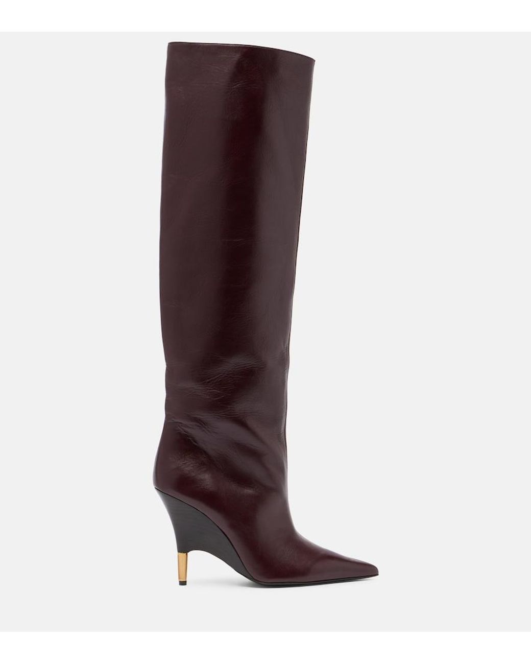 Khaite Brown Bella 100 Leather Knee-High Boots