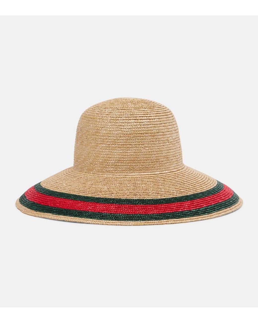 Gucci Natural Web Stripe Woven Sun Hat