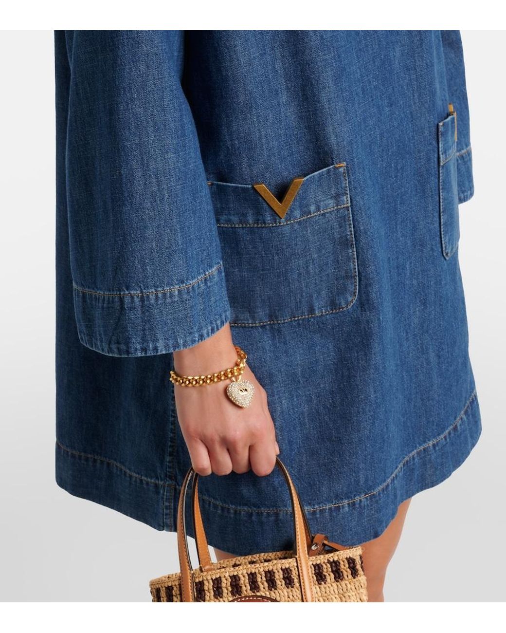 Valentino Garavani Blue Vgold Chambray Minidress