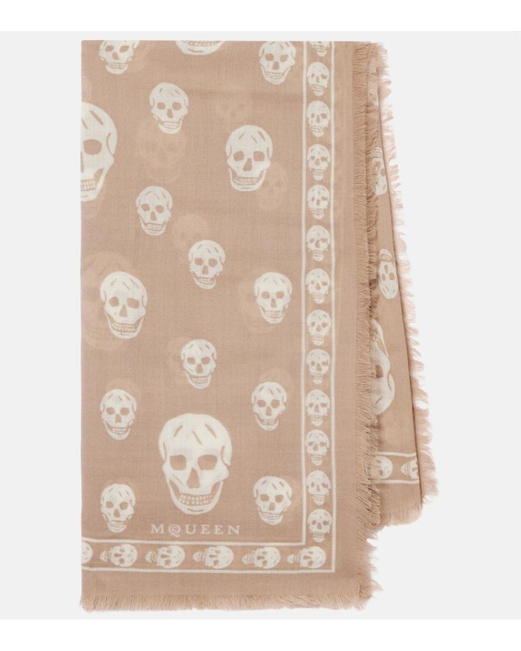 McQueen Natural Skull Silk Scarf