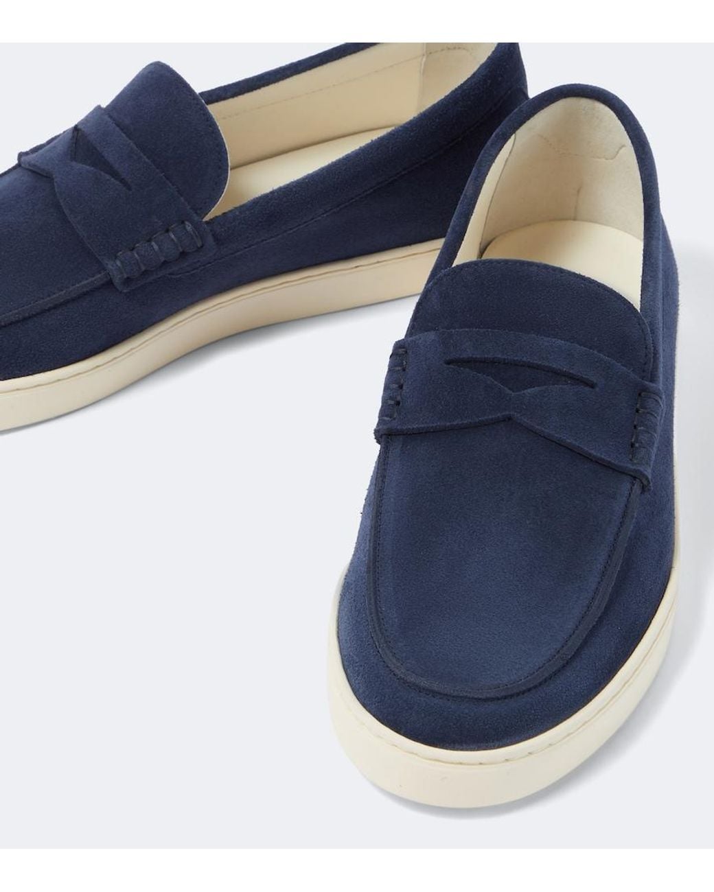 Brunello Cucinelli Blue Suede Slip-On Sneakers for men