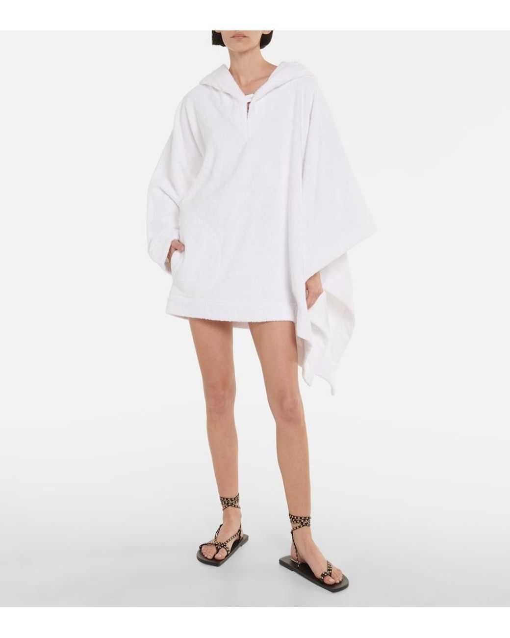 Alaïa White Cropped Cotton Terry Hoodie