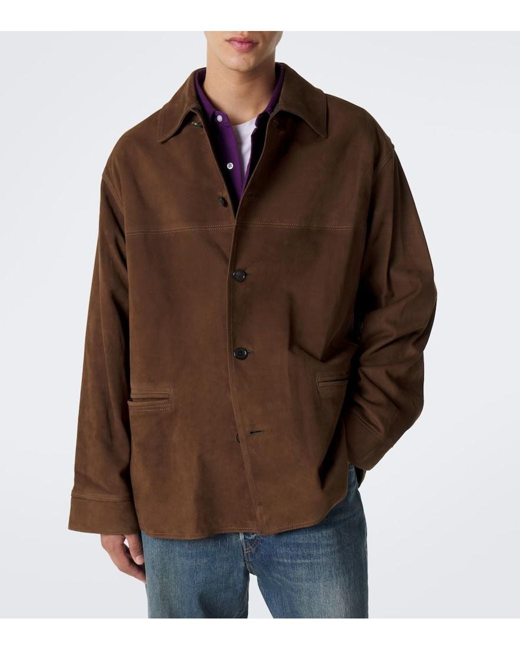 A.PRESSE Brown Leather Jacket for men