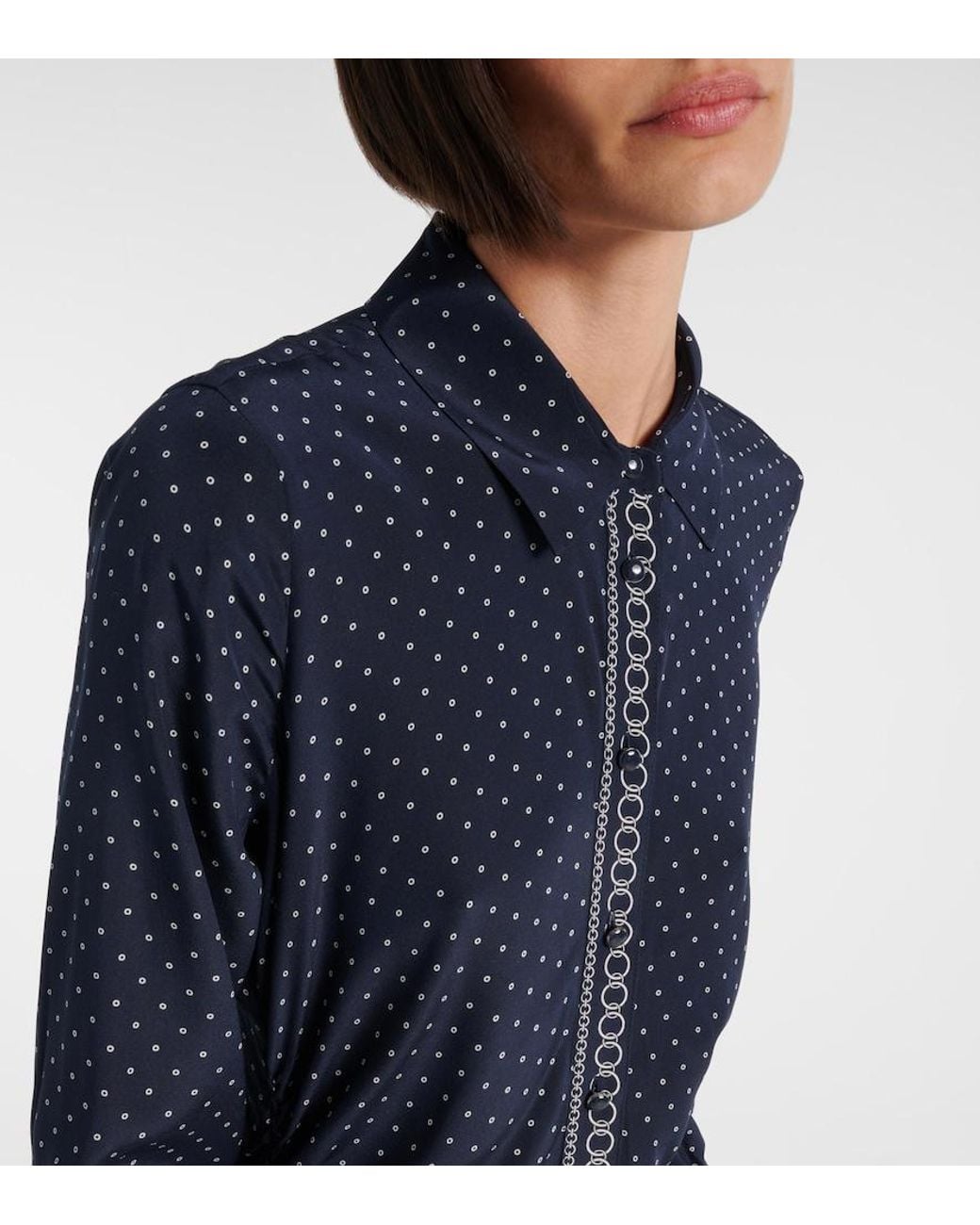Veronica Beard Blue Lex Polka-Dot Silk-Blend Shirt Dress