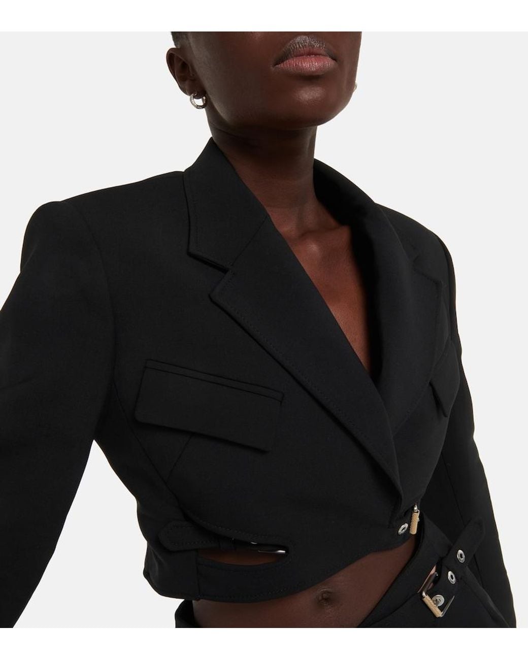 Dion Lee Black Interlock Belted Cropped Blazer