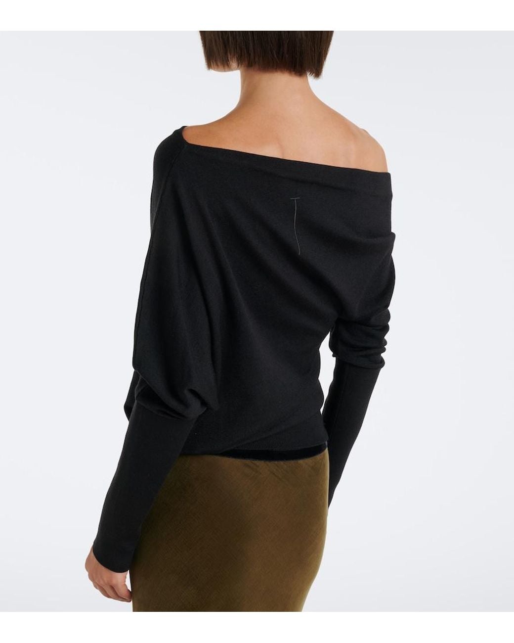 Tom Ford Black Off-Shoulder Wool And Silk Sweater