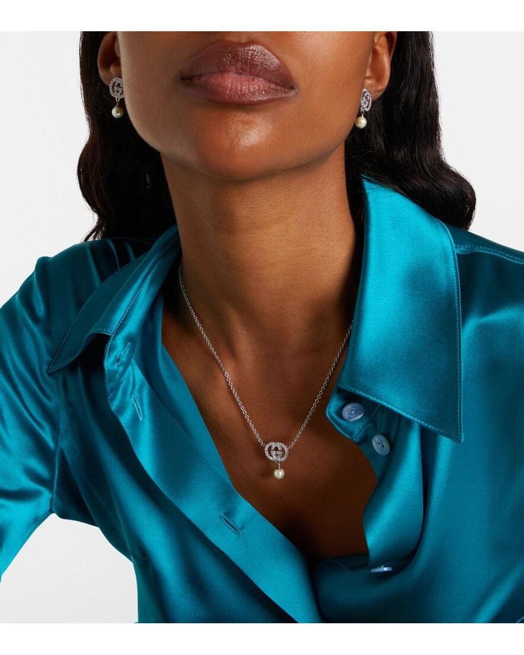 Collana Interlocking G Con Pendente di Gucci in Metallic