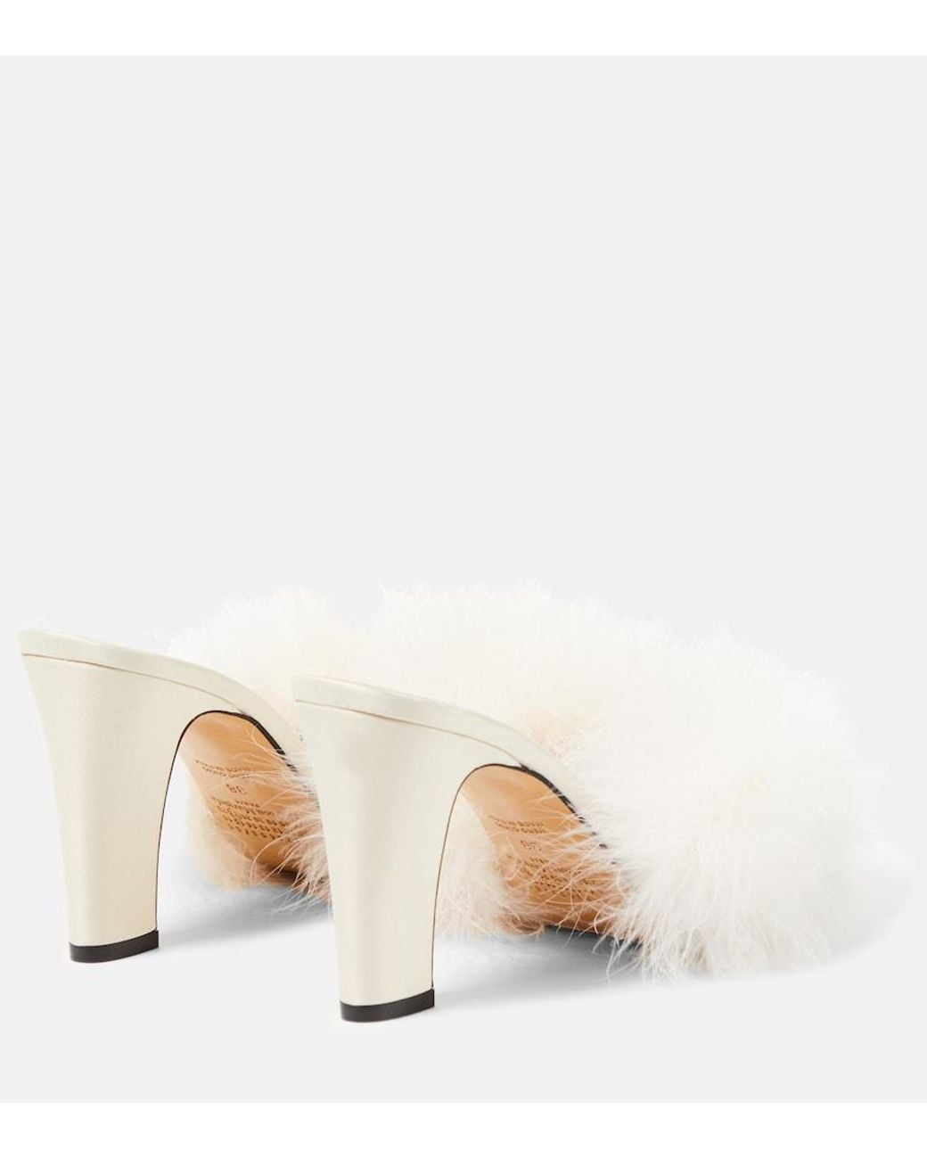 Maison Margiela Natural Feather-Embellished Mules