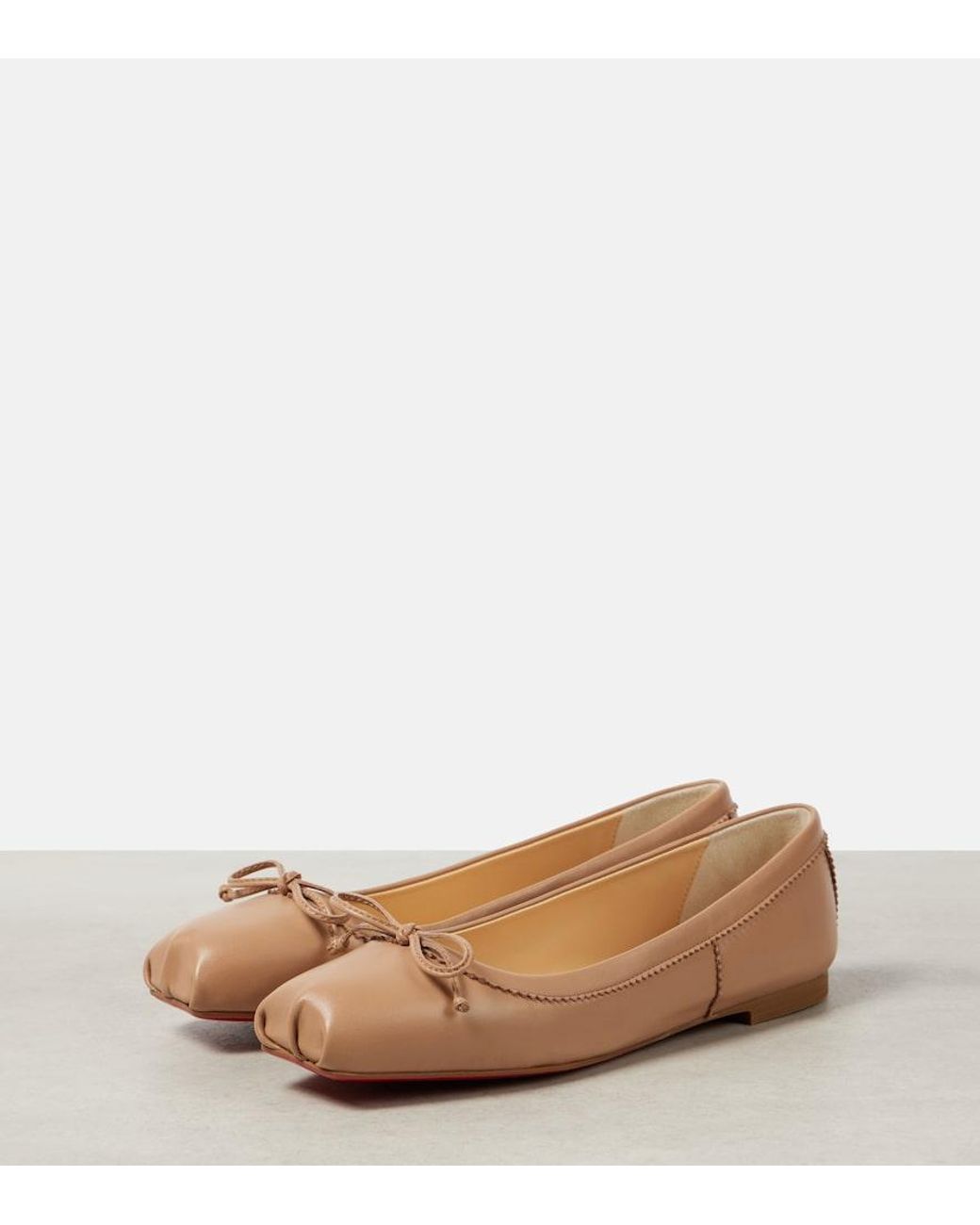 Christian Louboutin Brown Mamadrague Bow-Embellished Leather Flats