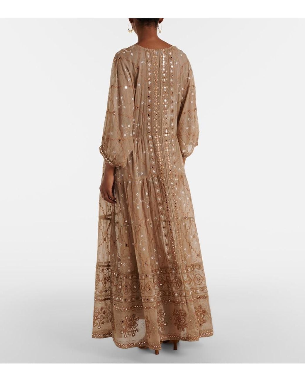 Juliet Dunn Natural Embellished Cotton Maxi Dress