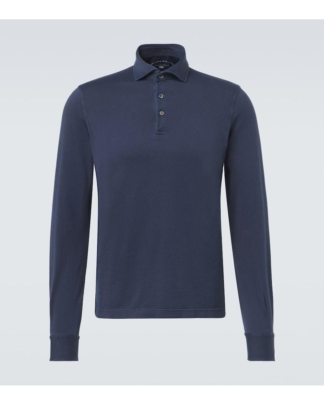 Fedeli Blue Cotton Pique Polo Shirt for men