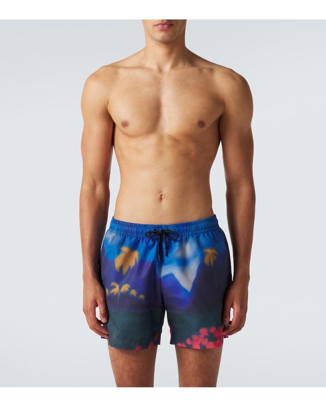 Commas Blue Printed Swim Trunks for men