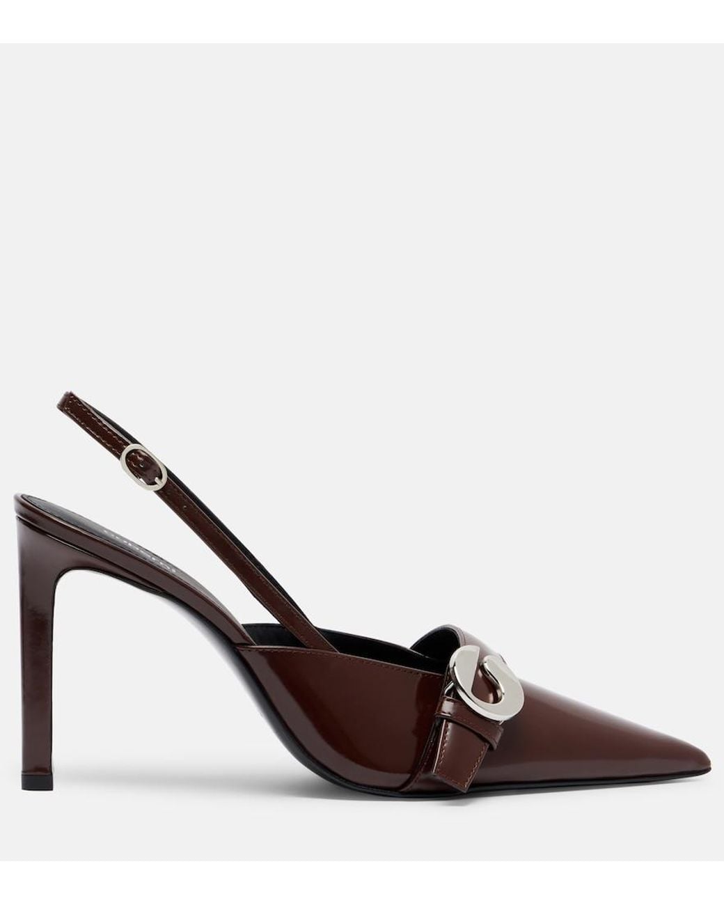 Coperni Brown Belt Stiletto Leather Slingback Pumps