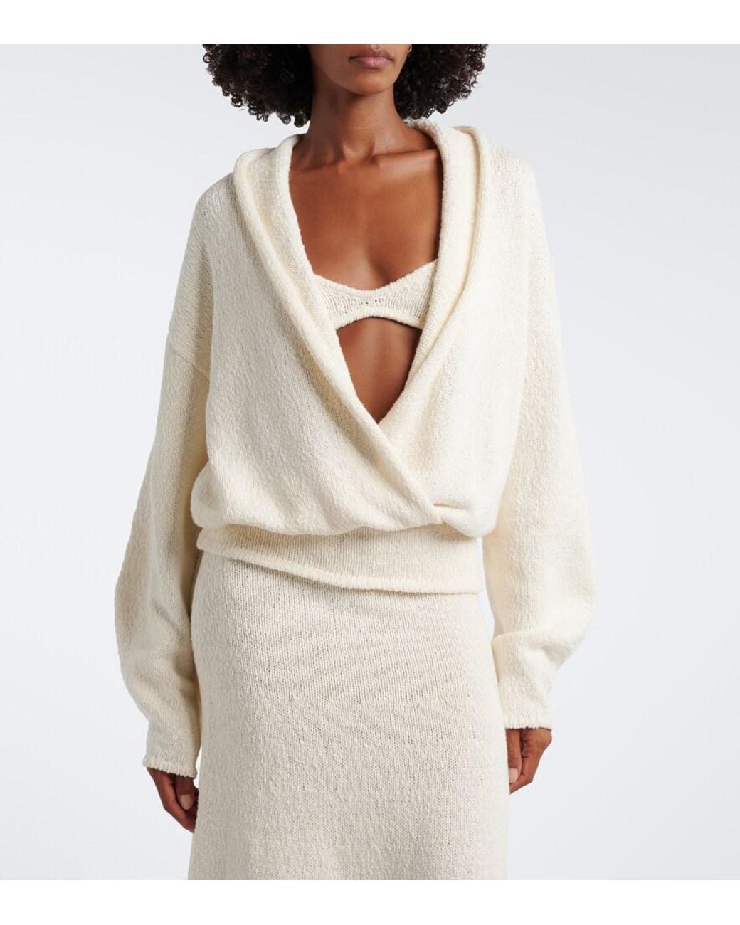AYA MUSE White Kena Knitted Cotton Bra Top