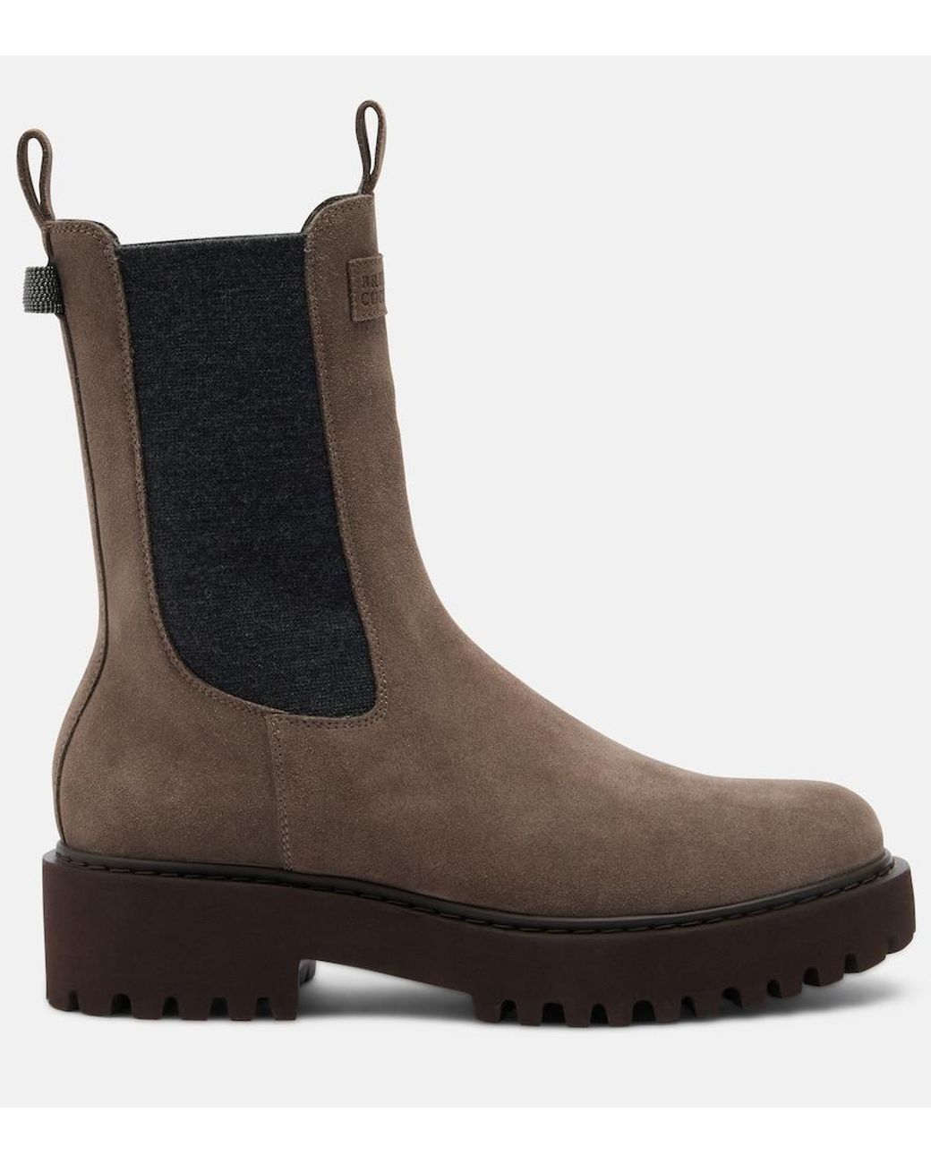 Brunello Cucinelli Brown Monili Suede Chelsea Boots