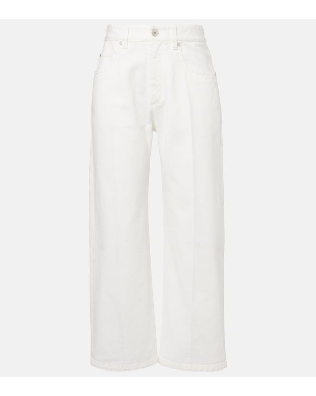 Brunello Cucinelli White Mid-Rise Wide-Leg Jeans