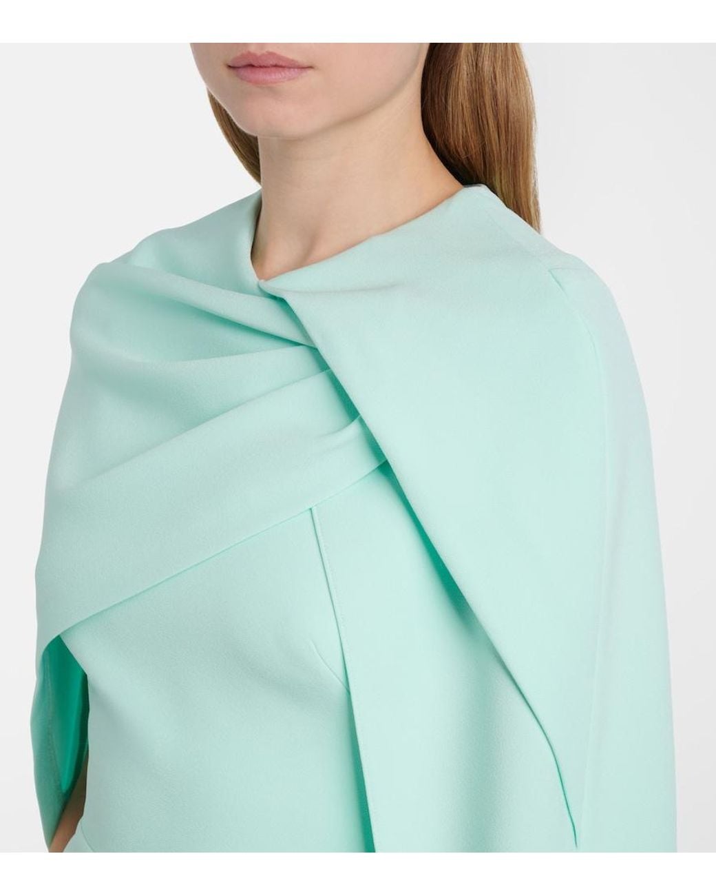 Safiyaa Blue Oria Caped Crepe Midi Dress
