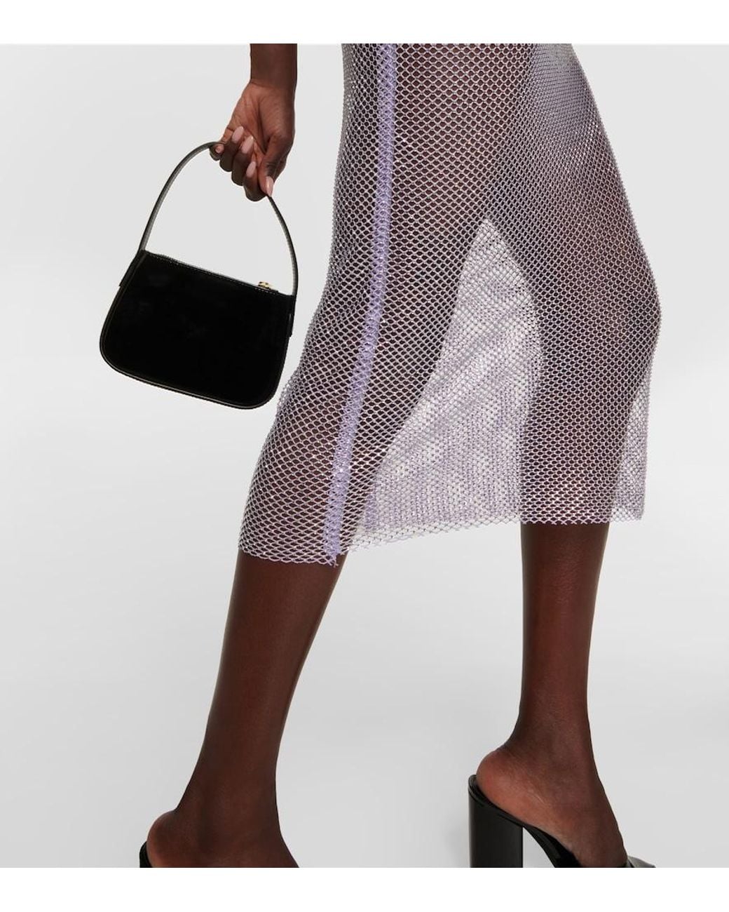 GIUSEPPE DI MORABITO Purple Feather-Trimmed Embellished Midi Dress