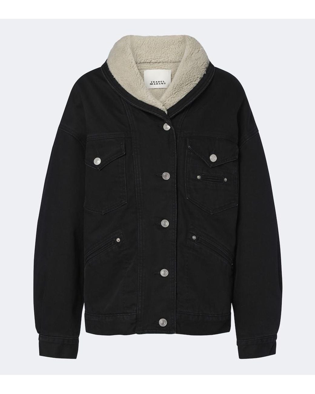 Isabel Marant Black Pimia Fleece-Trimmed Denim Jacket