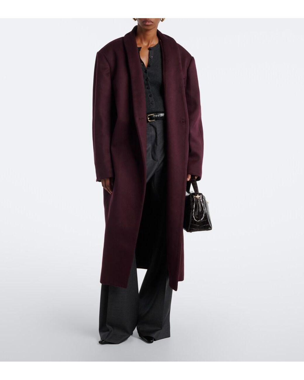 Frankie Shop Purple Brea Single-Breasted Wool-Blend Coat