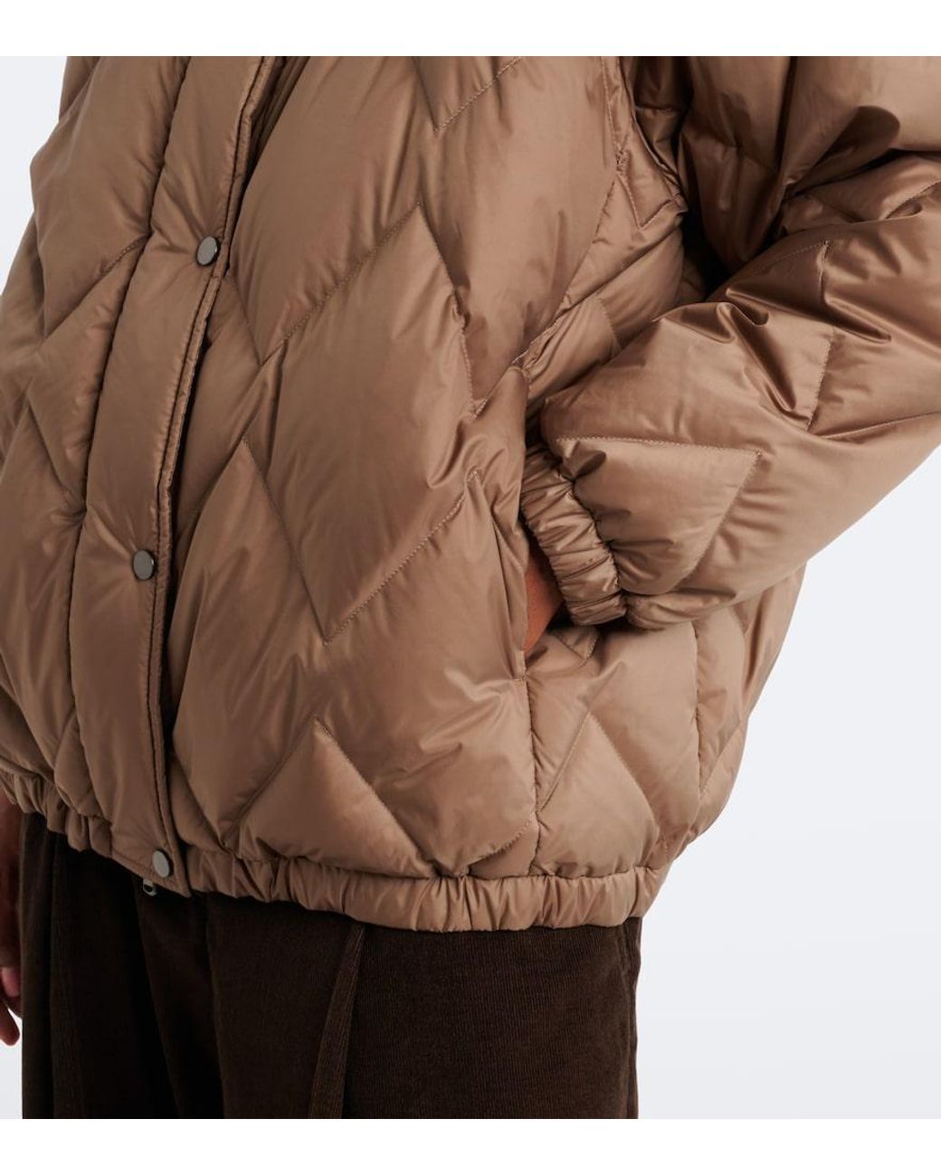 Brunello Cucinelli Brown Shearling-Trimmed Quilted Down Jacket
