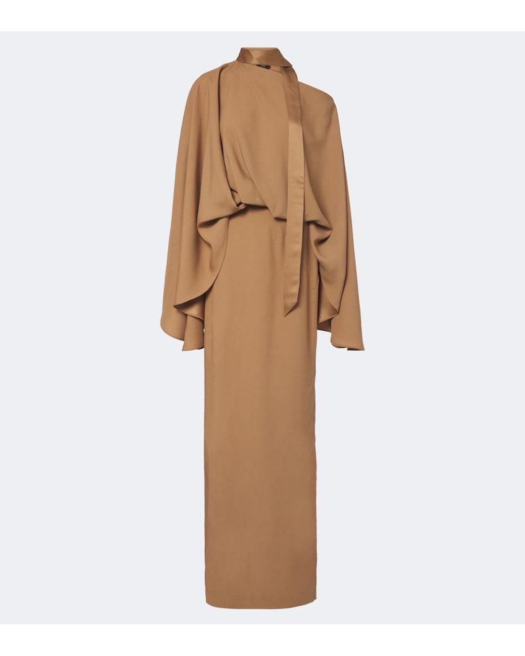 Taller Marmo Natural Brooks Scarf-Detail Crepe Cady Maxi Dress