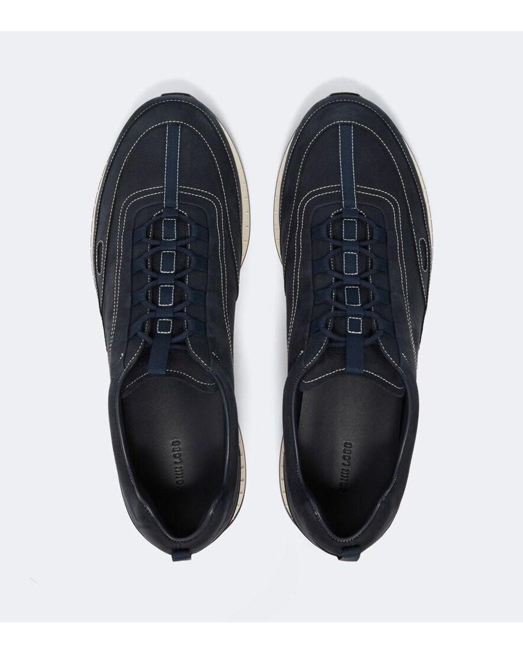 John Lobb Blue Leather Slip-On Sneakers for men