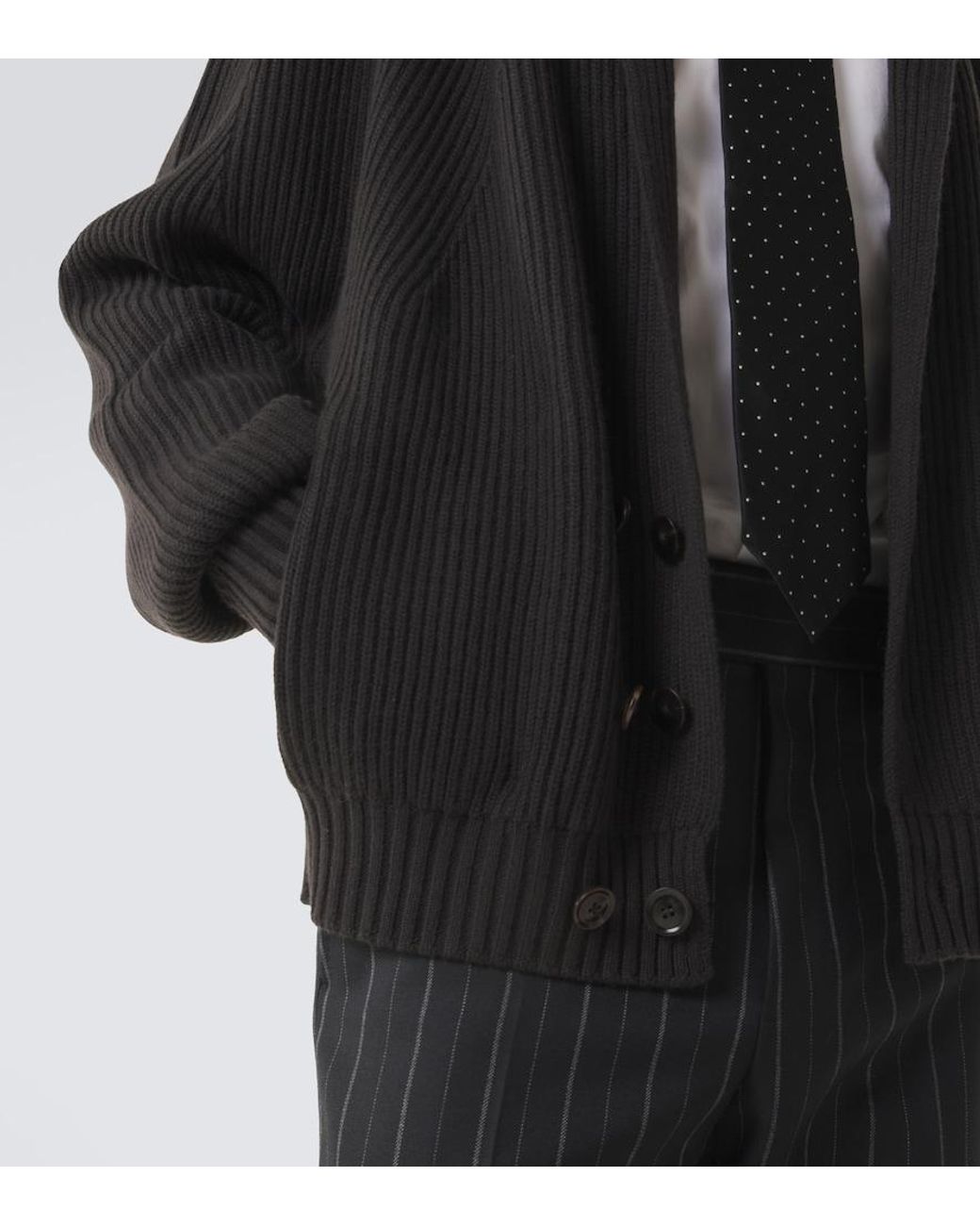 Tom Ford Black Ribbed-Knit Cashmere And Wool Cardigan for men