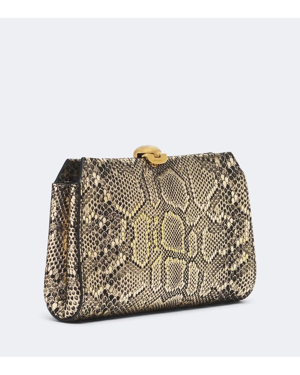 Nour Hammour Gray Lou Snake-Effect Leather Clutch