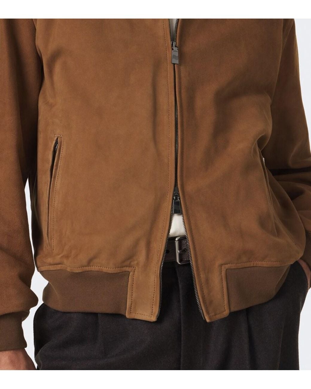 Frescobol Carioca Brown Canela Suede Jacket for men