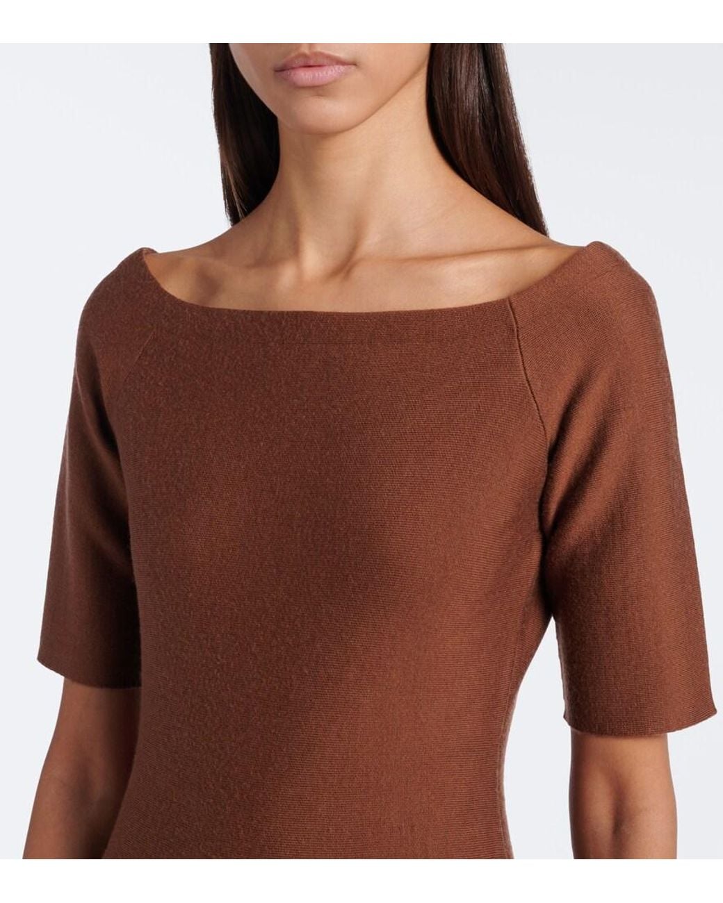 Gabriela Hearst Brown Vivia Wool, Silk, And Cashmere Midi Dress
