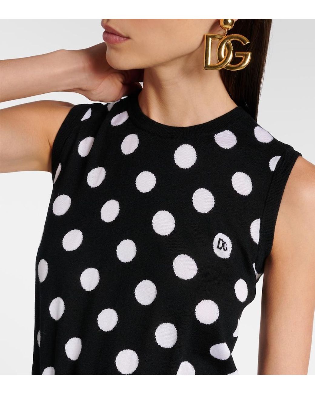 Dolce & Gabbana Black Polka Dot Tank Top
