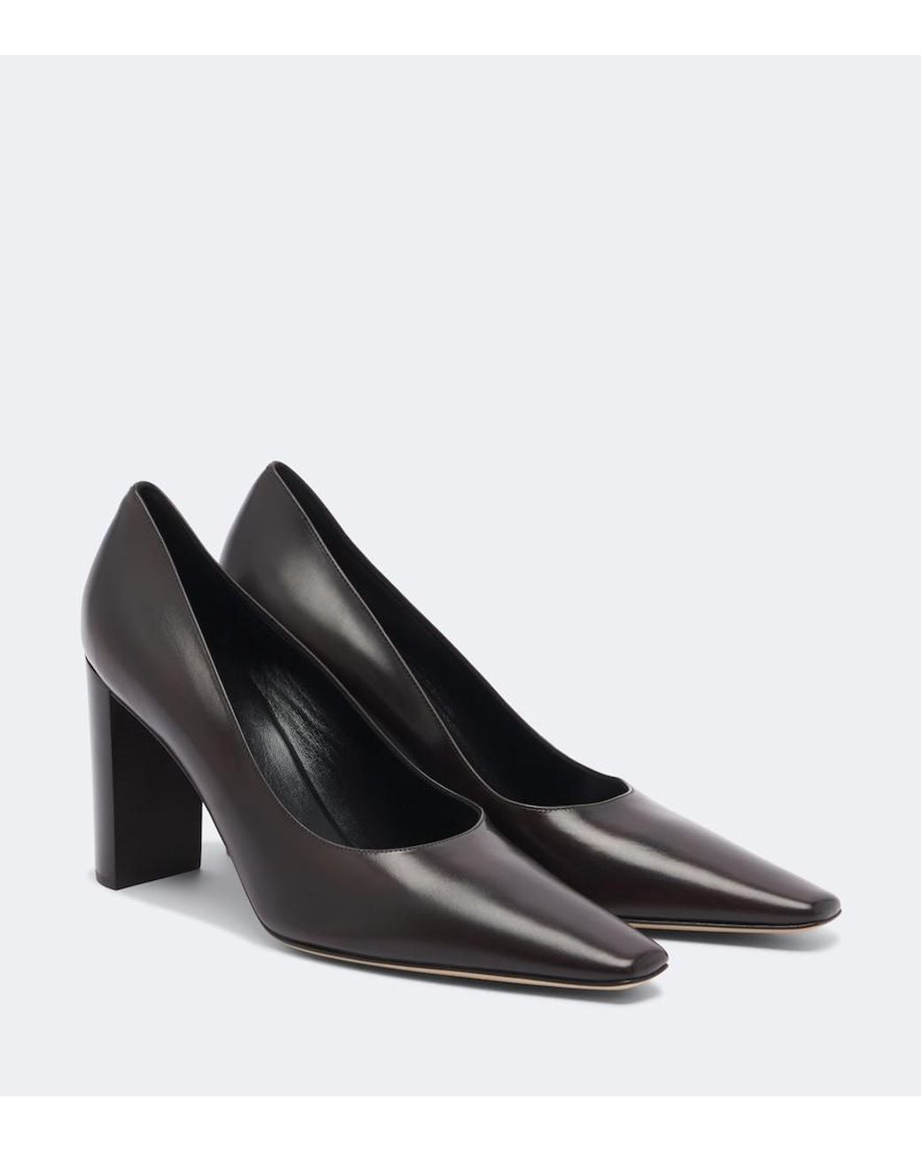 The Row Black Pia Leather Pumps