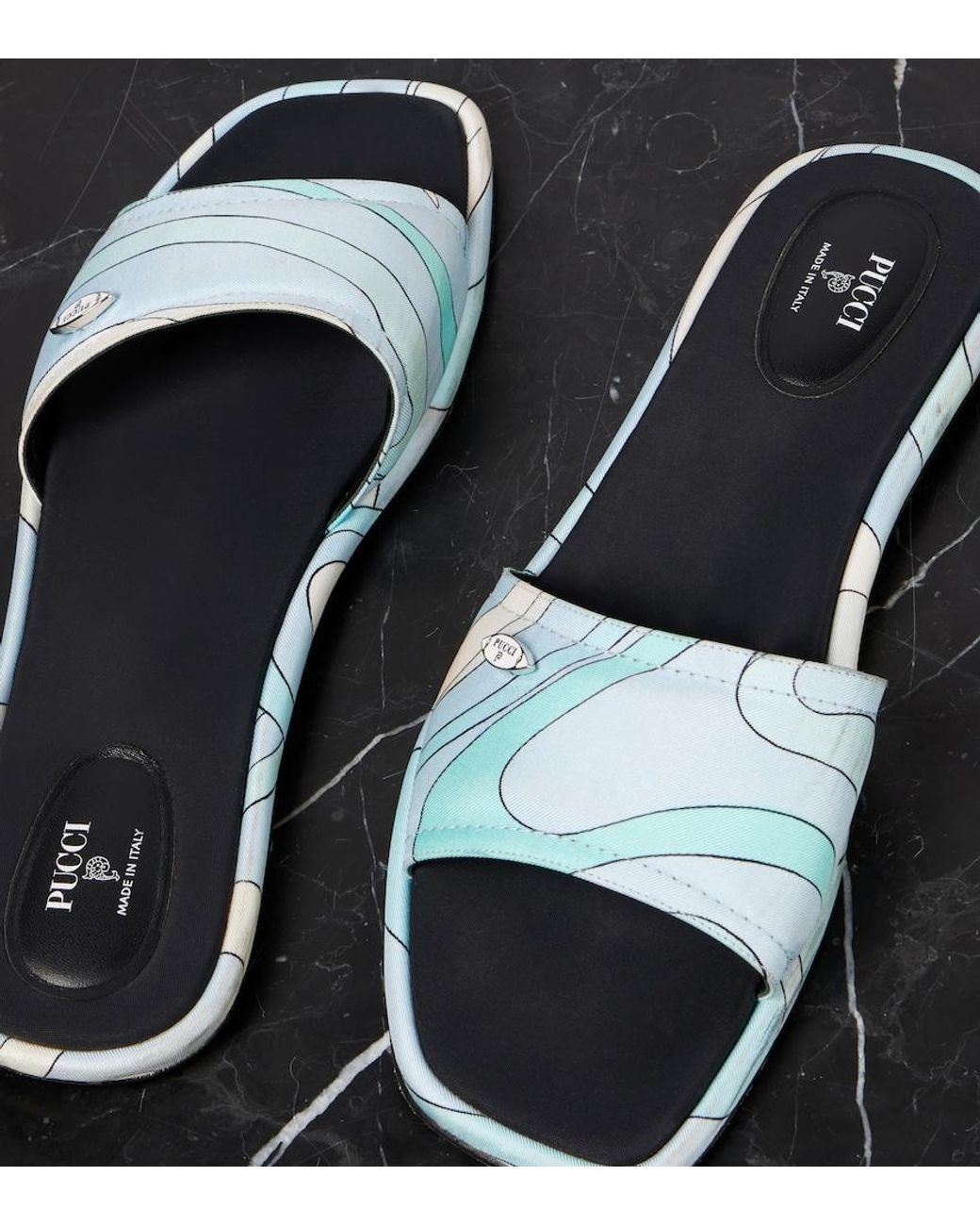 Emilio Pucci White Marmo Slides