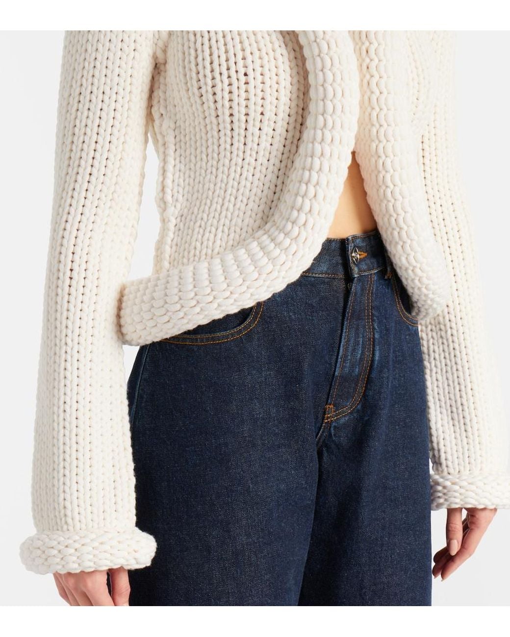 Alaïa White Padded Wool-Blend Cardigan