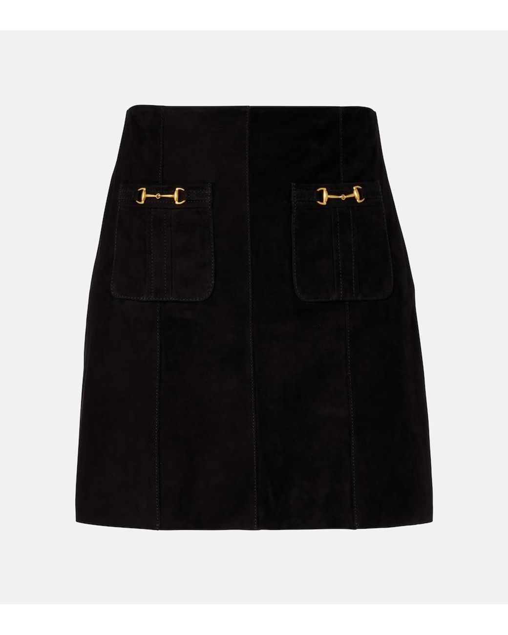 Rixo Black Wiley Suede Miniskirt