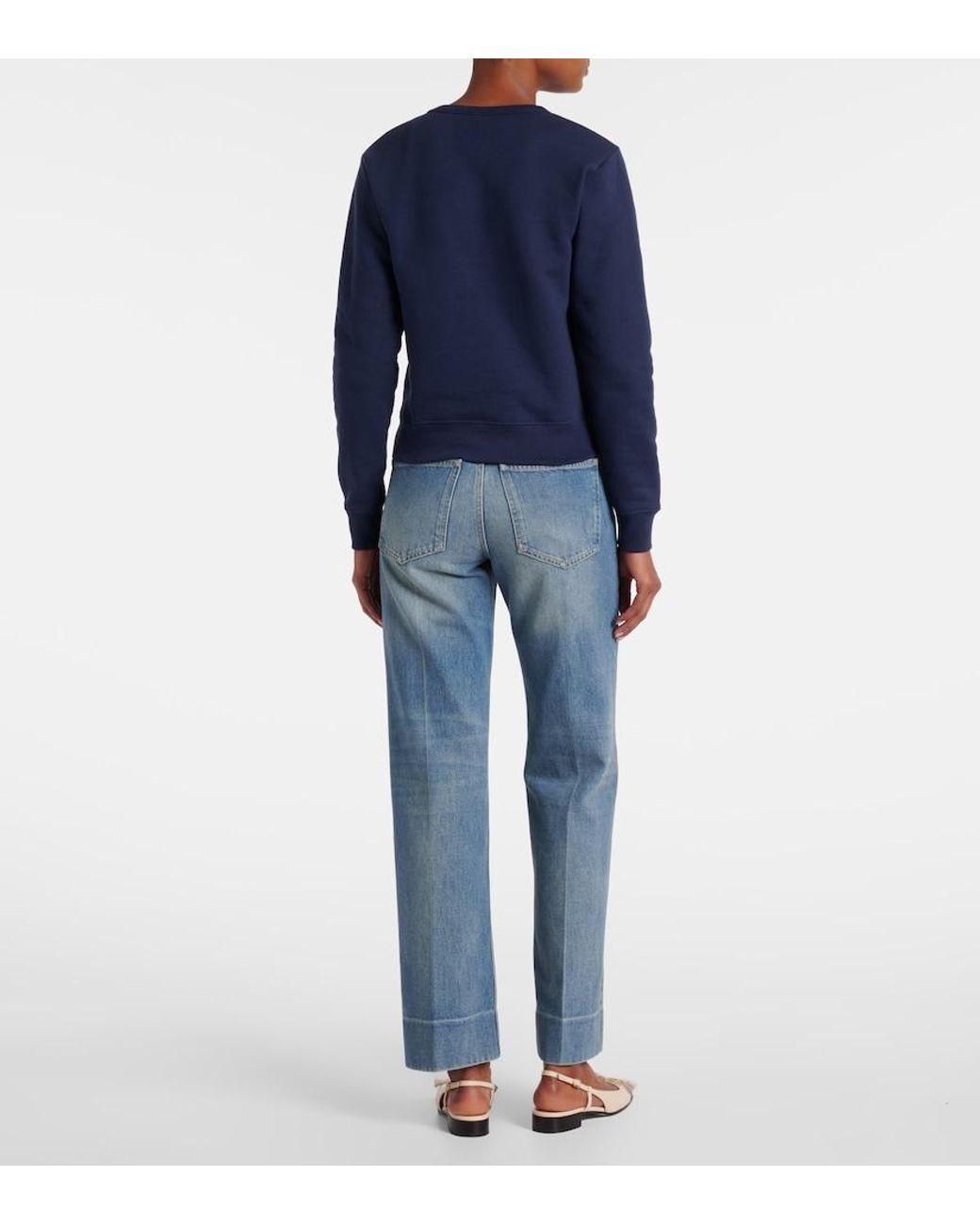 Valentino Garavani Blue Embroidered Cotton Jersey Sweatshirt