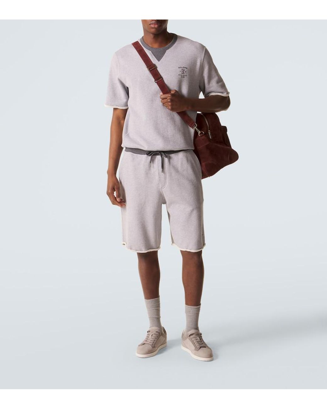 Brunello Cucinelli Blue Cotton Jersey Shorts for men