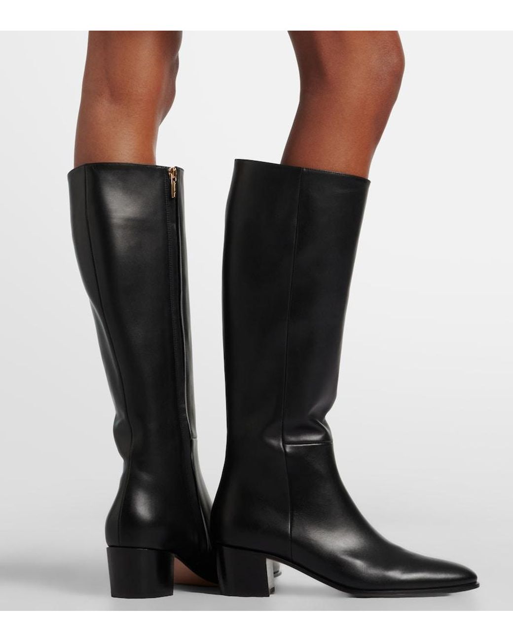 Gianvito Rossi Black Spencer Knee-High Leather Boots