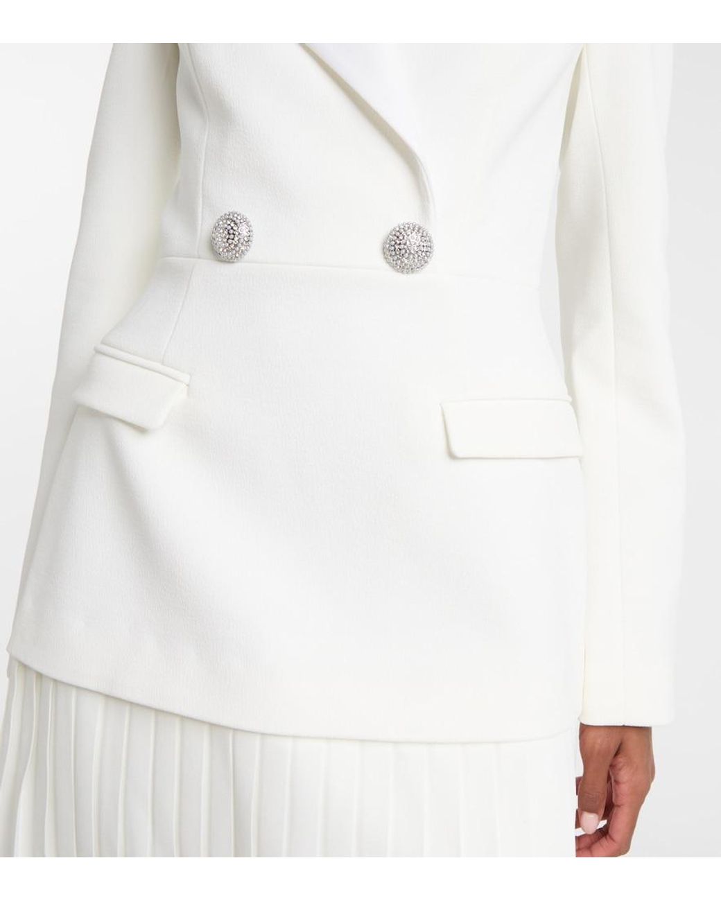 Rebecca Vallance White Bridal Atlas Pleated Blazer Dress