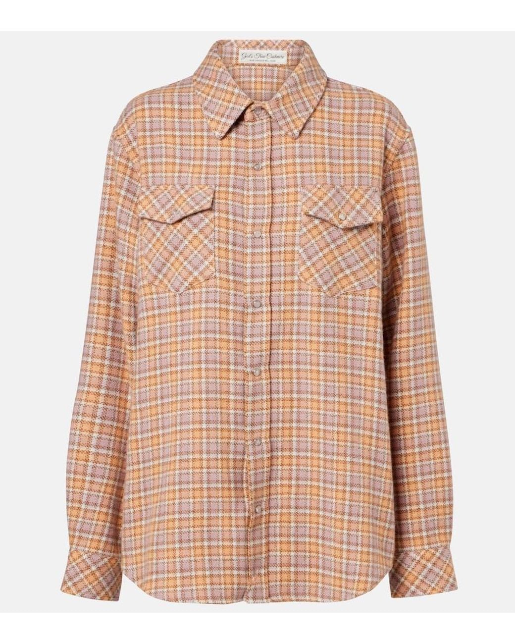 God's True Cashmere Pink Midnight Rose Plaid Cashmere Shirt
