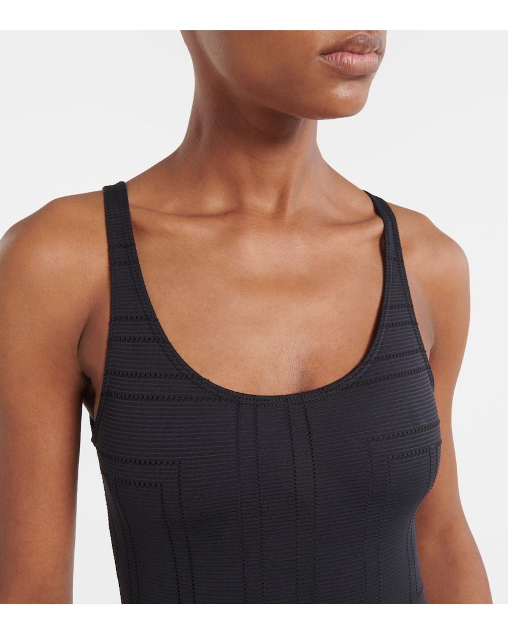 Totême Black Monogram Jersey Swimsuit
