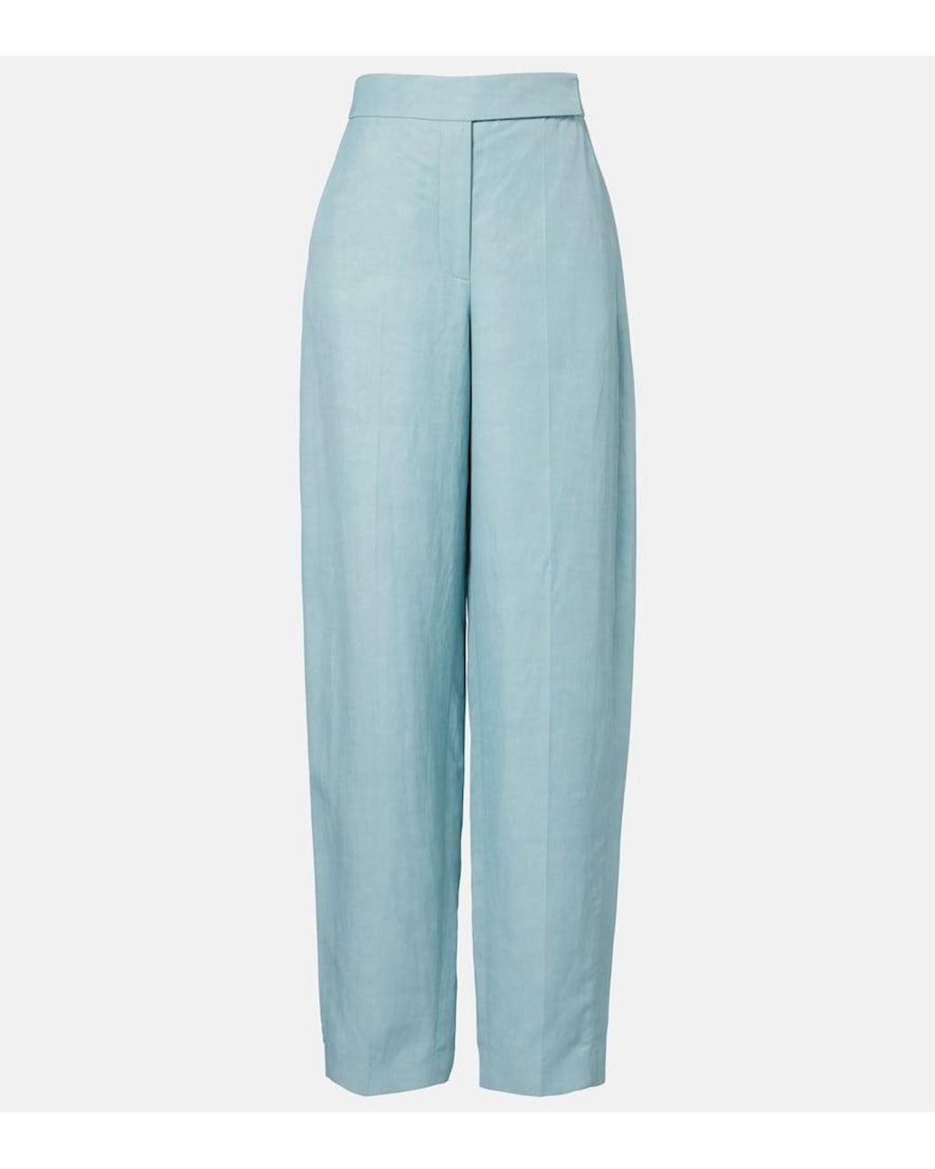 Joseph Blue Aix Chambray Wide-Leg Pants