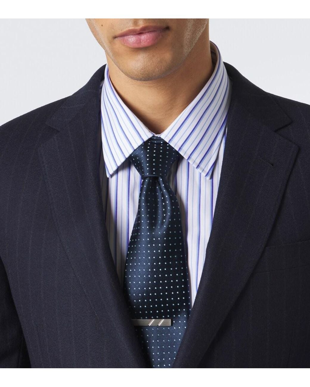 Charvet Blue Polka-Dot Silk Jacquard Tie for men