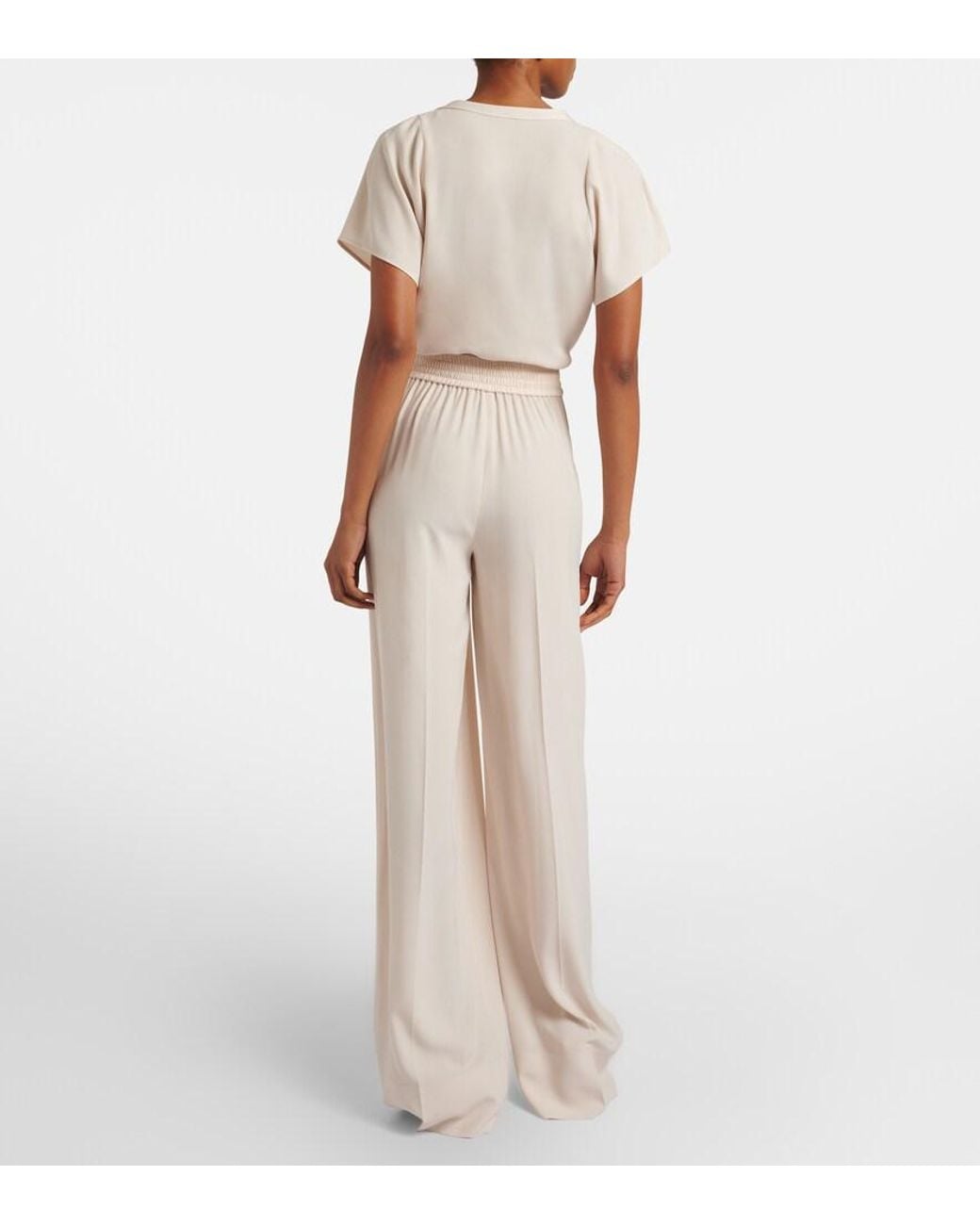 Joseph Natural Cara Crepe Wide-Leg Pants