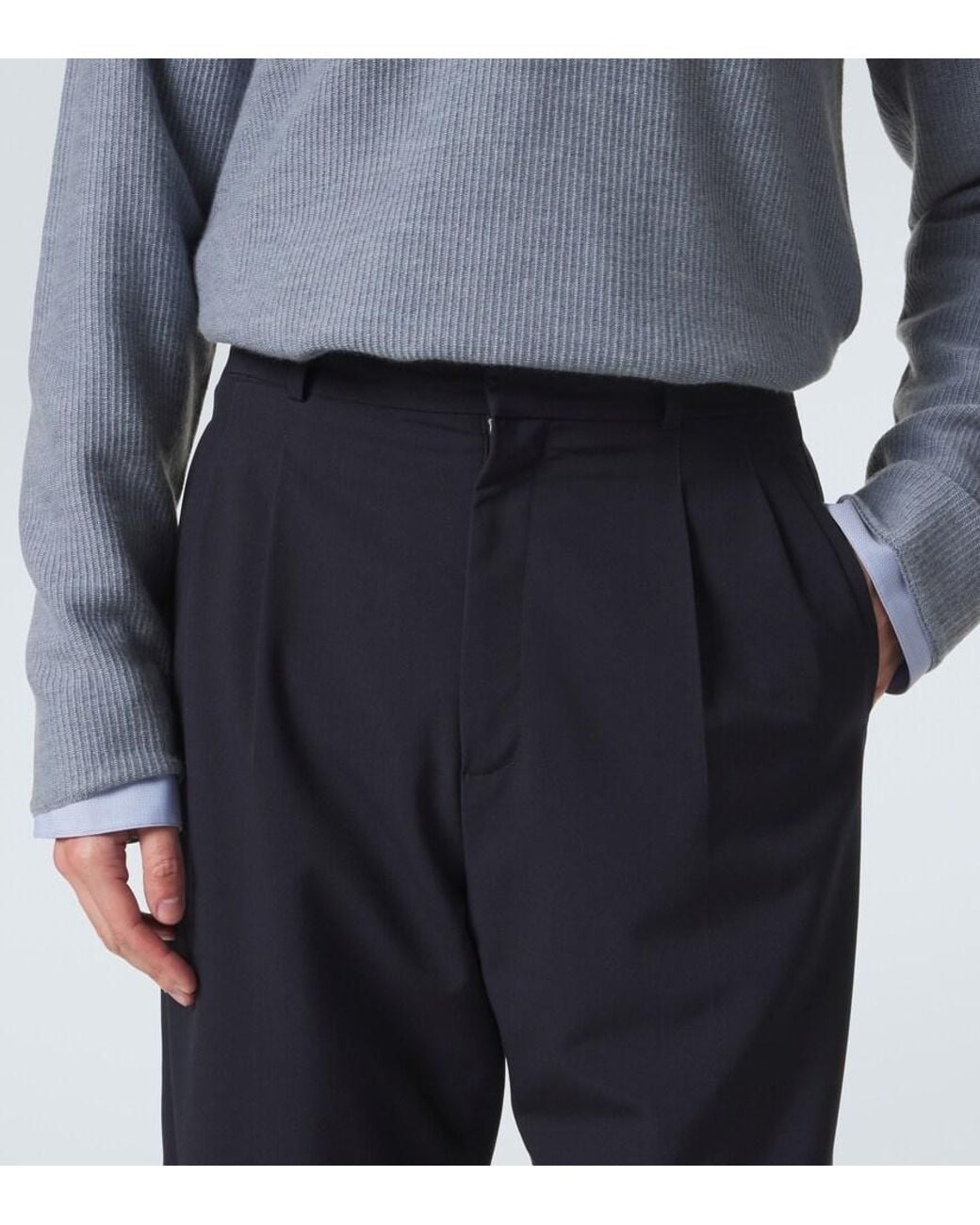 The Row Blue Tarek Virgin Wool Straight Pants for men