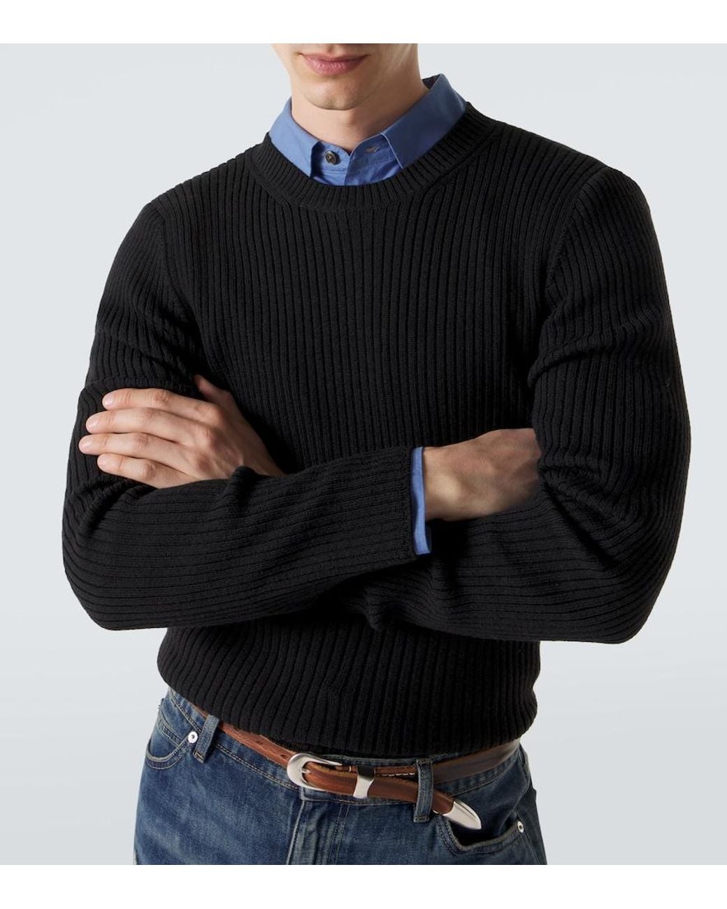 Our Legacy Black Compact Ribbed-Knit Wool Sweater for men